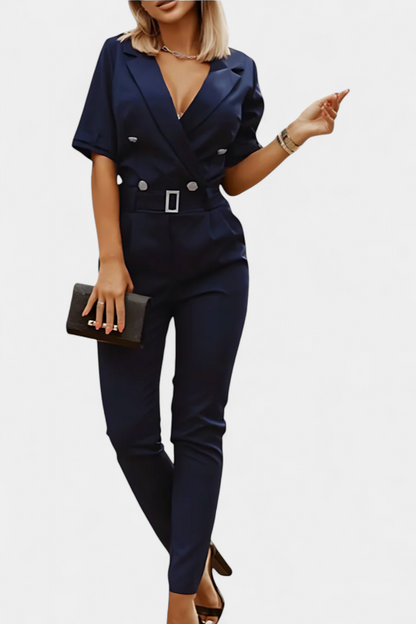 Vivienne V-Neck Jumpsuit with Elegant Flowing Design