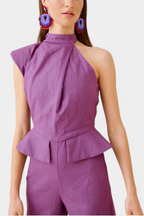 Asymmetrical Linen-Cotton Jumpsuit by Nerida