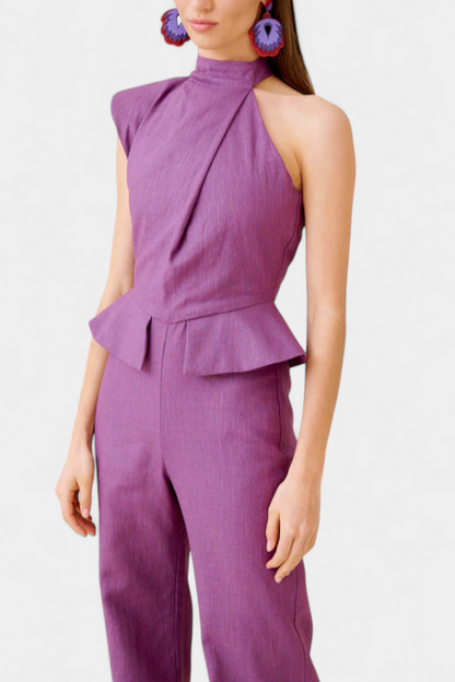 Asymmetrical Linen-Cotton Jumpsuit by Nerida