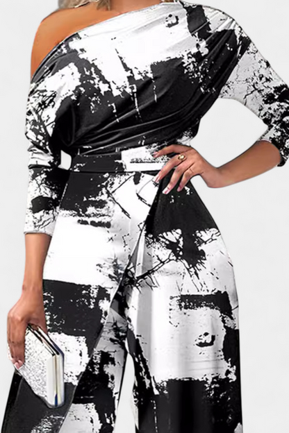 Brina Asymmetrical Jumpsuit with Pearl-Embellished Shoulders and Straight Legs