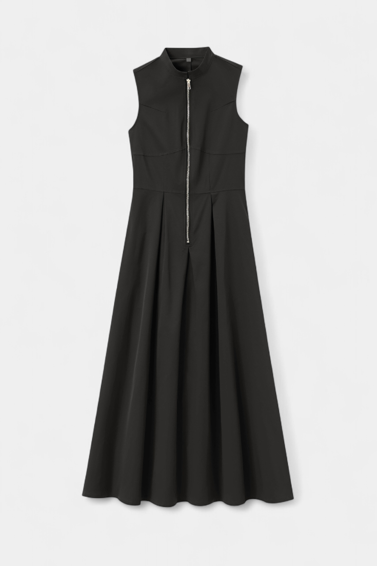 Blanca Pleated Wide Leg Jumpsuit with Round Neck