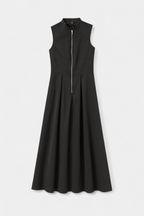 Blanca Pleated Wide Leg Jumpsuit with Round Neck