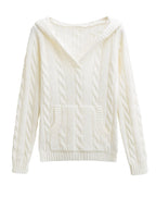 Corabelle™ | Cable-Knit V-neck Sweater With Hood