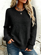 Lirienne™ | Textured Open-Knit Sleeves Sweater