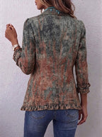Bristow™ | Vintage Gradient Textured Print Ruffle Jacket