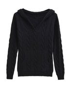 Corabelle™ | Cable-Knit V-neck Sweater With Hood