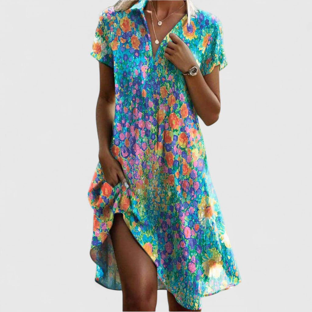 Sabrina Boho Print Summer Dress