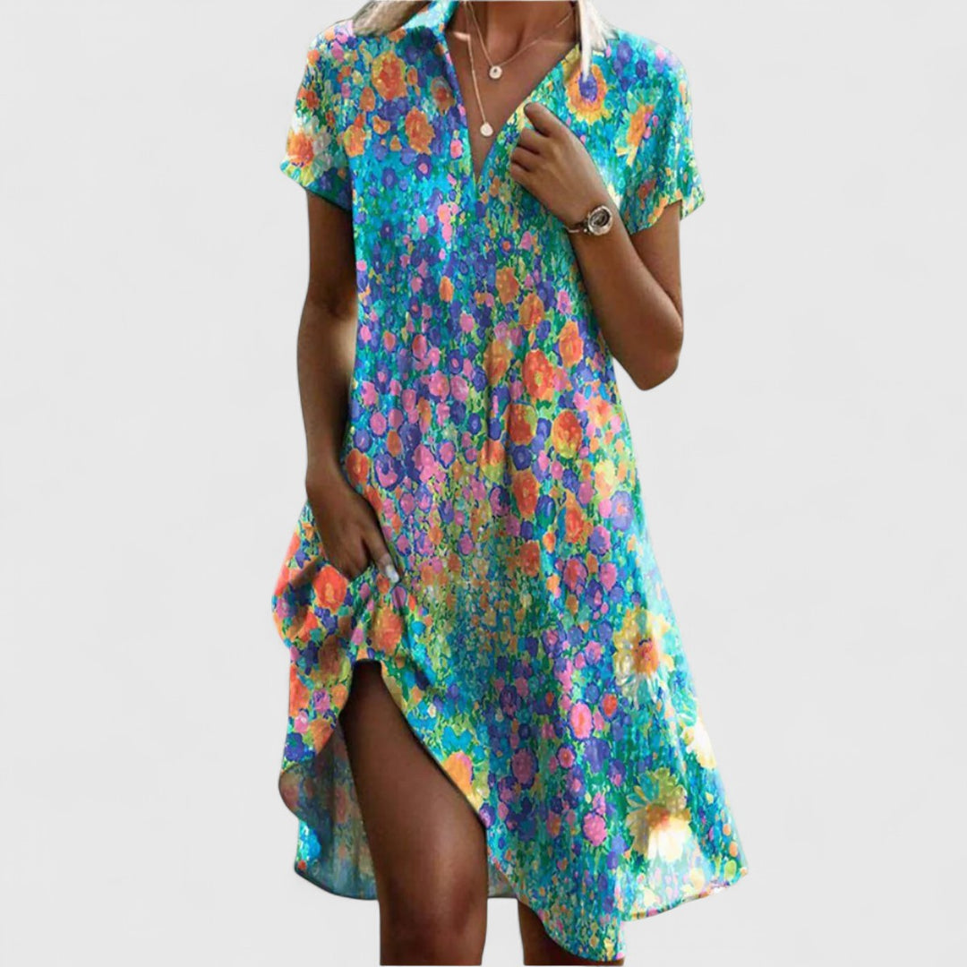 Sabrina Boho Print Summer Dress