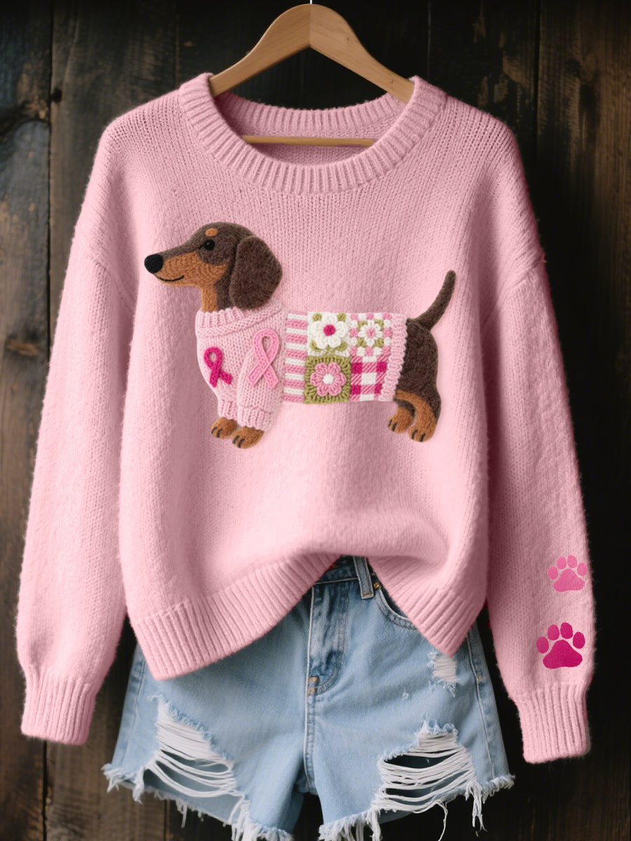 Naoni – Knitted Sweater with Wool-Felt Dachshund Motif