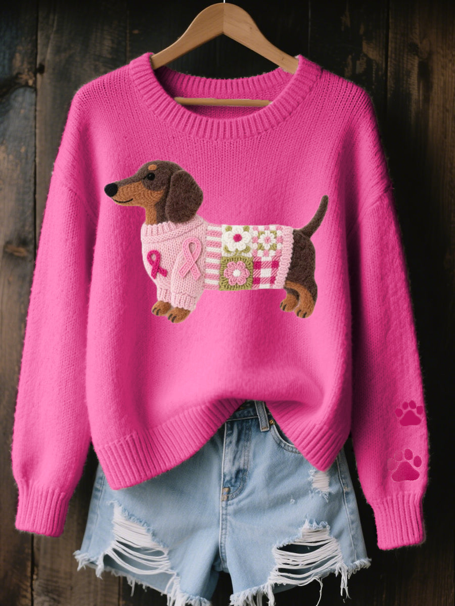 Naoni – Knitted Sweater with Wool-Felt Dachshund Motif