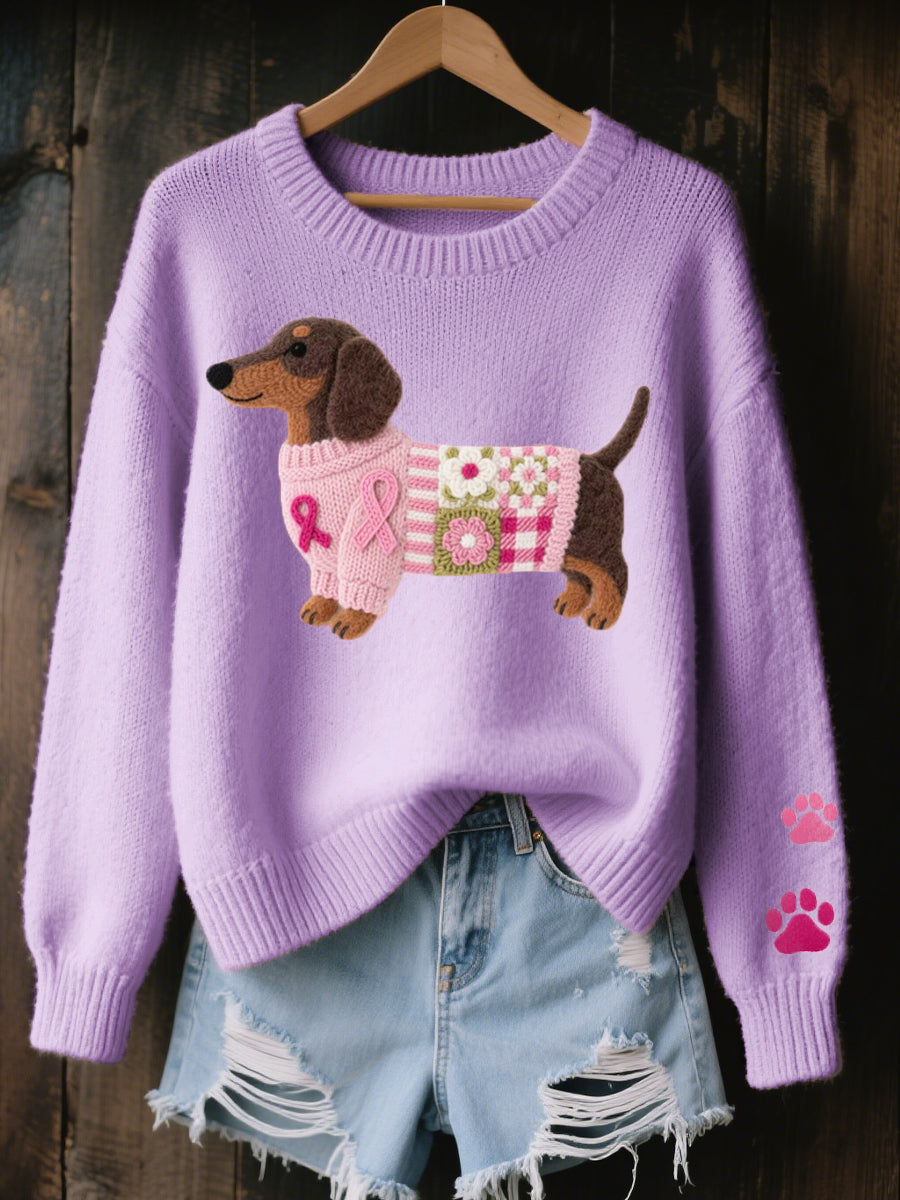 Naoni – Knitted Sweater with Wool-Felt Dachshund Motif