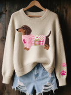 Naoni – Knitted Sweater with Wool-Felt Dachshund Motif