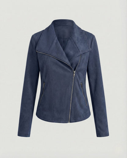 Isabella | Women's Asymmetric-Zip Tailored Faux Suede Biker Leather Jacket