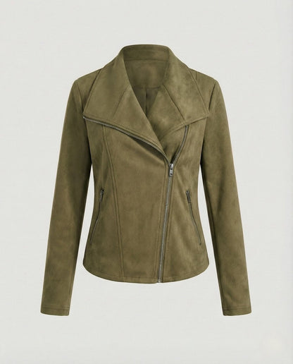Isabella | Women's Asymmetric-Zip Tailored Faux Suede Biker Leather Jacket