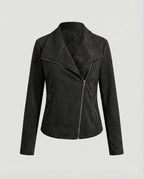 Isabella | Women's Asymmetric-Zip Tailored Faux Suede Biker Leather Jacket