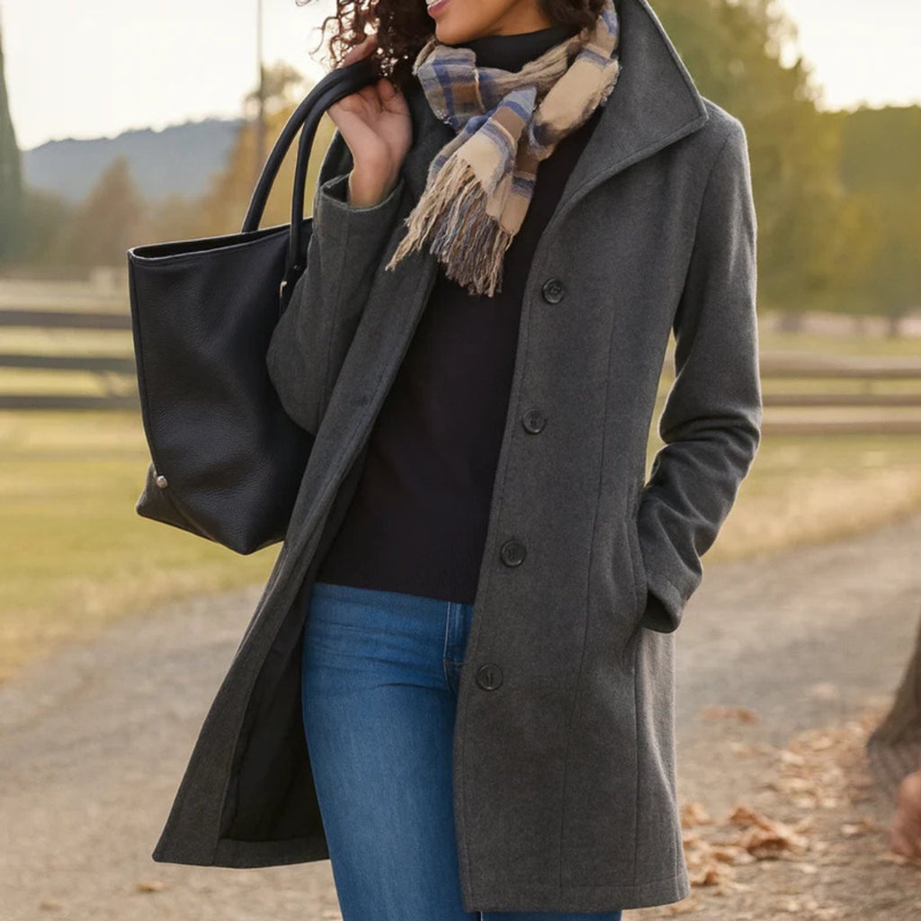 Emma | Women's Classic Mid-Length Single-Breasted Wool-Blend Coat