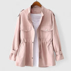 Olivia | Women's Coat Drawstring-Waist Utility Jacket Snap-Pocket