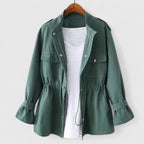 Olivia | Women's Coat Drawstring-Waist Utility Jacket Snap-Pocket