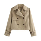 Olivia | Women's Cropped Double-Breasted Trench Coat Buckle Cuff
