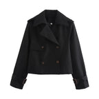 Olivia | Women's Cropped Double-Breasted Trench Coat Buckle Cuff
