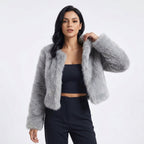 Mia | Women's Cropped Faux Fur Cardigan Jacket
