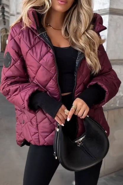 Camila | Women's Diamond Quilted Hooded Zip-Up Puffer Jacket