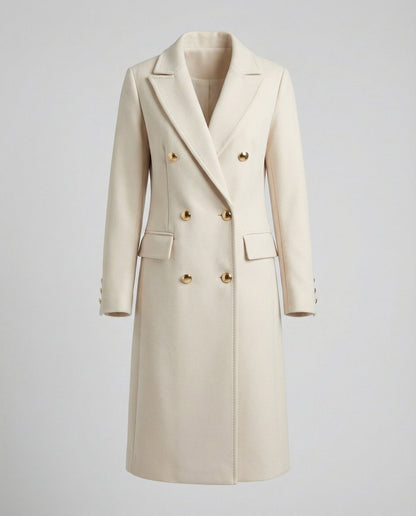 Scarlett | Women's Double-Breasted Long-Sleeve Midi Overcoat