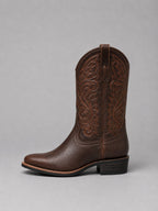 Mia | Women's Embroidered Leather Western Ankle Boots Block Heel