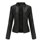 Madison | Women's Faux Leather Jacket Stand Collar Zip-Up Moto Jacket