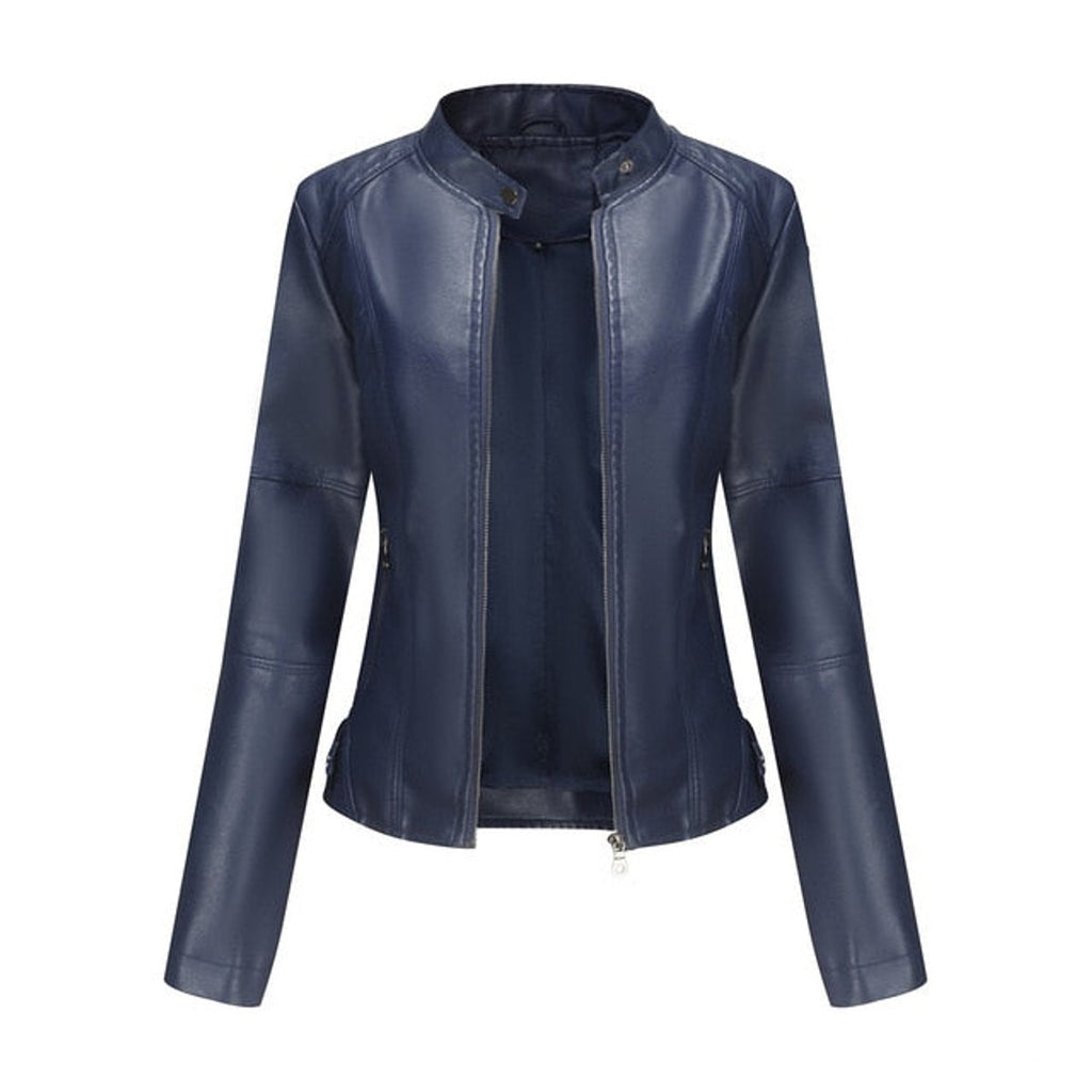 Madison | Women's Faux Leather Jacket Stand Collar Zip-Up Moto Jacket