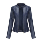 Madison | Women's Faux Leather Jacket Stand Collar Zip-Up Moto Jacket
