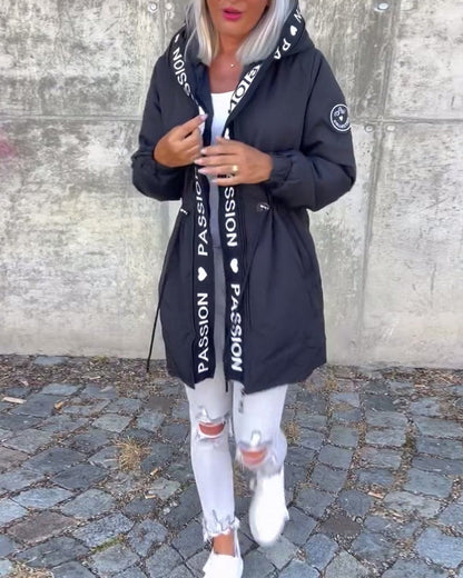 Aria | Women's Hooded Drawstring Midi Parka Coat