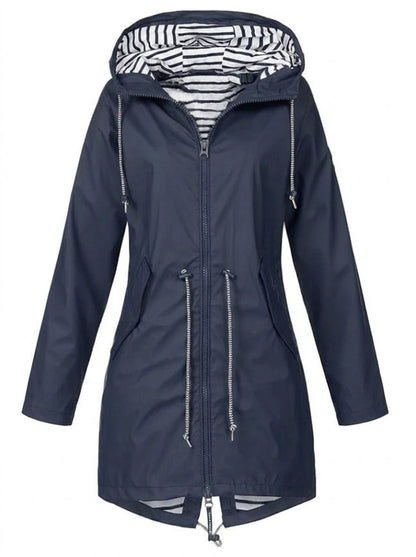 Victoria | Women's Hooded Drawstring Waterproof Rain Coat