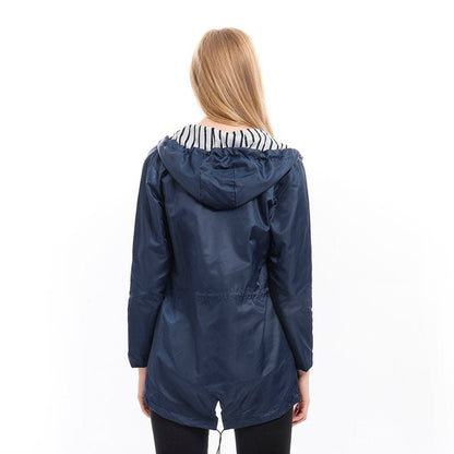 Victoria | Women's Hooded Drawstring Waterproof Rain Coat