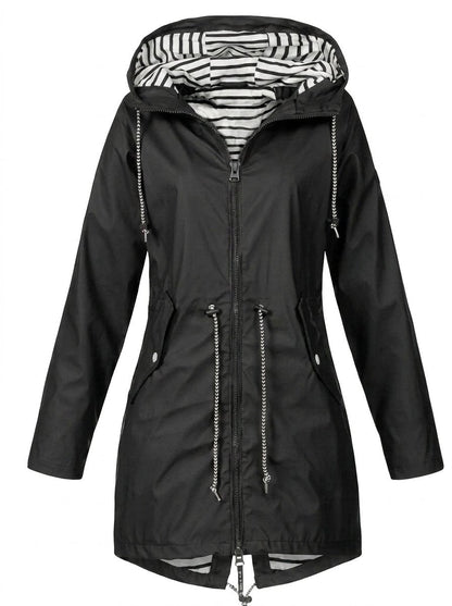 Victoria | Women's Hooded Drawstring Waterproof Rain Coat