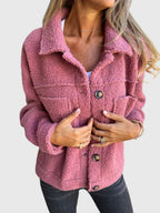 Madison | Women's Jacket Cozy Button-Front Sherpa Fleece Coat