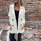 Olivia | Women's Jacket Double-Breasted Cable-Knit Sleeve Coat