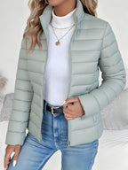 Eleanor | Women's Lightweight Quilted Puffer Coat Stand Collar Zip-Up Jacket