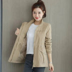 Eleanor | Women's Lightweight Zip-Up Short Bomber Jacket Drawstring Waist