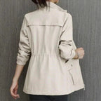 Eleanor | Women's Lightweight Zip-Up Short Bomber Jacket Drawstring Waist