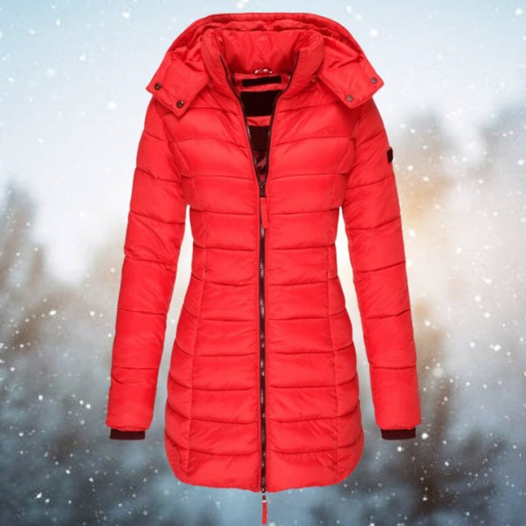 Amelia | Women's Long Hooded Puffer Quilted Jacket Zip-Up Winter Coat