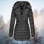 Amelia | Women's Long Hooded Puffer Quilted Jacket Zip-Up Winter Coat