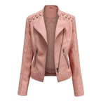 Amelia | Women's Moto-Style Zip-Up Faux Leather Biker Jacket
