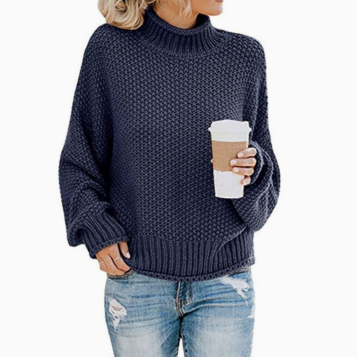 Women's Oversized Chunky Knit Turtleneck Sweater