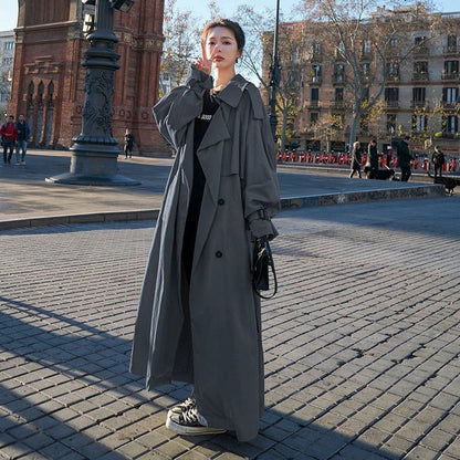 Evelyn | Women's Oversized Double-Breasted Long Trench Coat