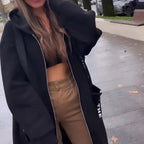 Aria | Women's Oversized Long Hooded Zip-Up Coat