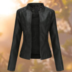 Eleanor | Women's Slim-Fit Zip-Up Moto Faux Leather Jacket
