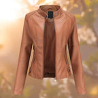 Eleanor | Women's Slim-Fit Zip-Up Moto Faux Leather Jacket