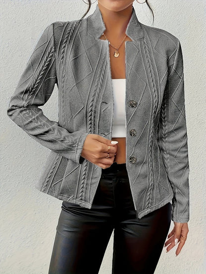 Isabella | Women's Textured Cable-Knit Open-Front Quilted Jacket