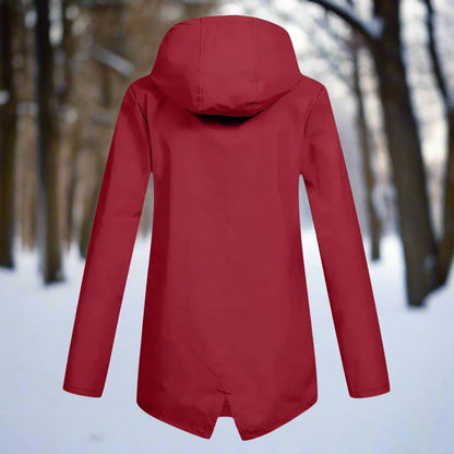 Layla | Women's Waterproof Hooded Rain Jacket Zip-Up Longline